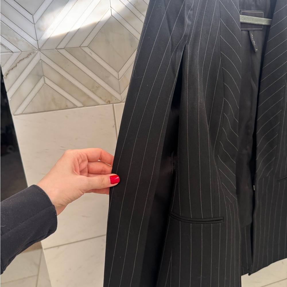 BCBG Black Pinstripe Blazer Cape Style - Picture 5 of 5